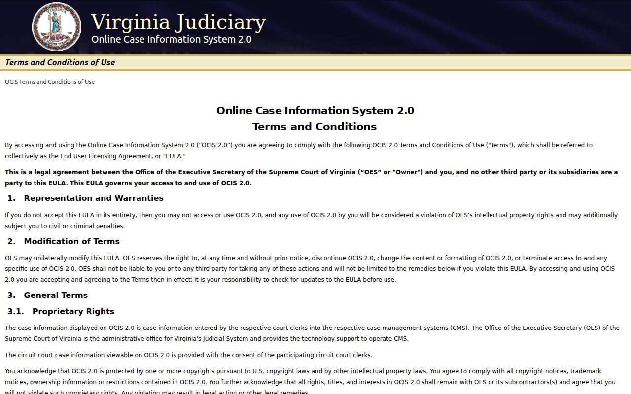 Bland County warrant search: Virginia statewide case-information controls