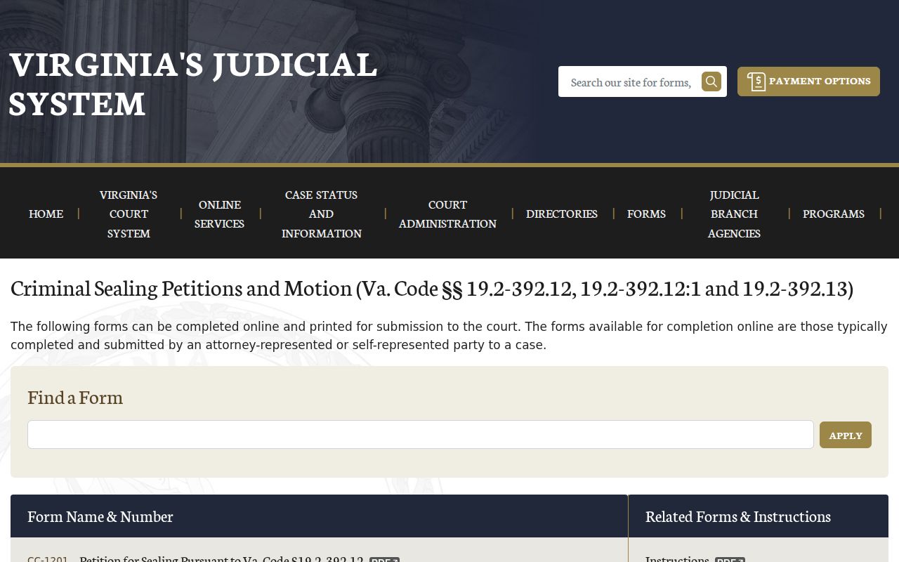 Bland County warrant search: official Virginia criminal record sealing forms