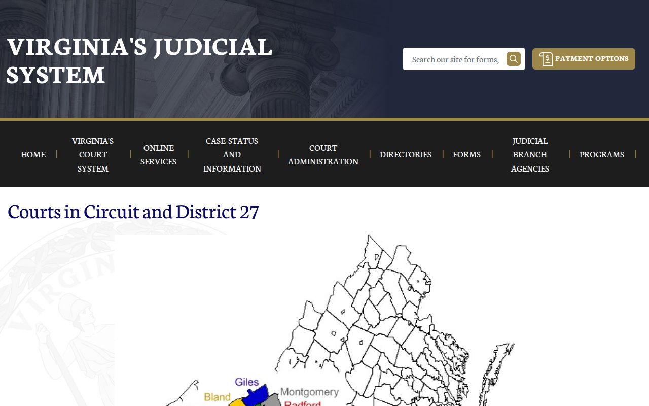 Bland County bench warrant routing: official 27th Circuit and District map